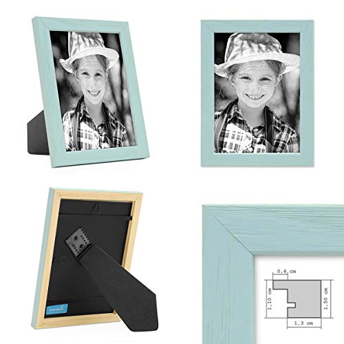 PHOTOLINI 3er Set Bilderrahmen Grün Blau Grau 13x18 cm Massivholz mit Acrylglasscheibe/Fotorahmen/Wechselrahmen – Bild 7