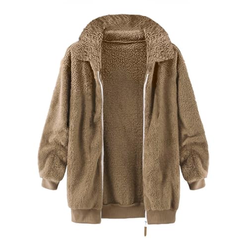 Womens Fuzzy Fleece Open Front Cardigan Jacket Oversized Long Sleeve Lapel Sherpa Warm Teddy Coat With Pockets3