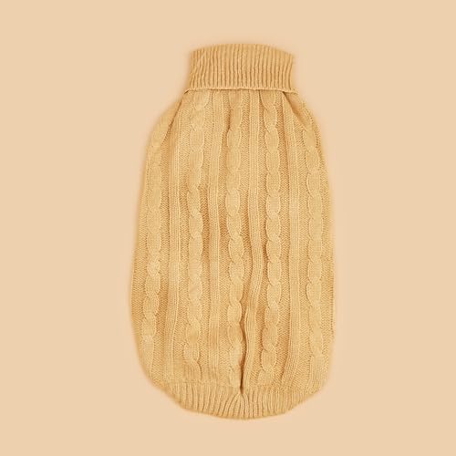 Image of Dog Sweater Soft Warm Turtleneck Knitted Clothes for Small Medium Large Pet | Comfy Wool Knit, Turtleneck & Classic Design, Easy on /off, Warm Winter Girls Boys Dogs Christmas Sweaters, Khaki, XXS