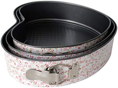 Set of 3 Non-Stick Heart Springform Pan，Non-stick Cheesecake Heart Shaped Cake Pans DIY Heart Baking Molds