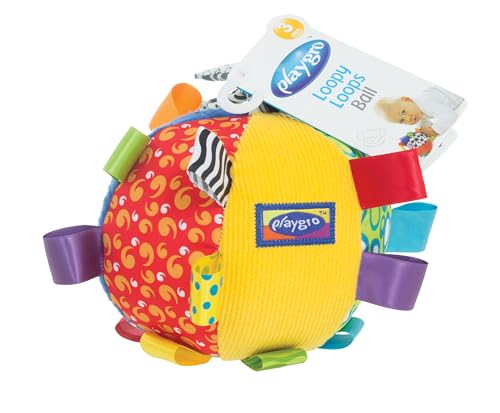 Playgro Mi Primera Pelota de Peluche, Juguete de Actividades, Desde los 3 Meses, Loopy Loops, Multicolor, 1 Unidad (Paquete de 1), 40079