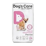 DOG’S CARE Fralda Descartável Para Cães Fêmeas de 6 a 13kg - Fralda Absorvente Para Cachorros Idosos e Filhotes - Tamanho M - 24 Unidades