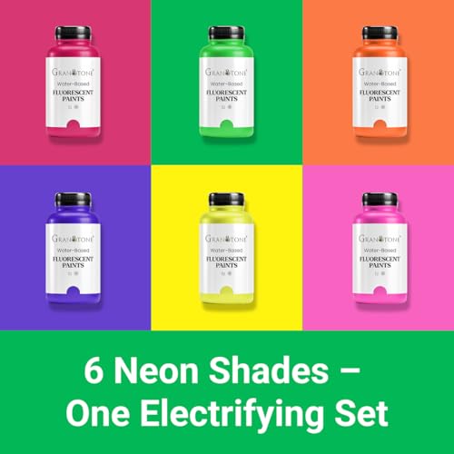 Image of GRANOTONE Neon Acrylic Paint Set 6 Colors 8 oz Each