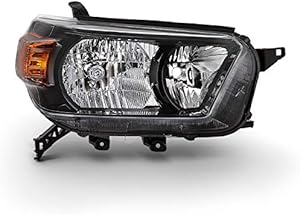 AKKON - Fits 2010 2011 2012 2013 Toyota 4Runner SR5/Trail Model [Halogen Type] w/Trail Package Black Headlight Passenger Right