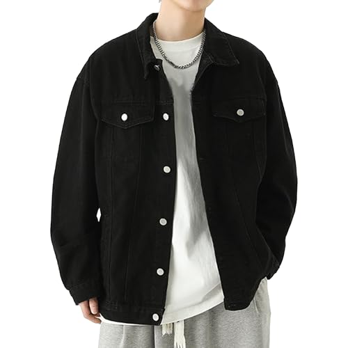 Chaqueta jean para hombre estilo clásico negro miniatura 1