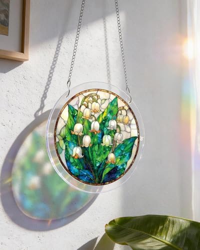 Kaayeewood Acrylic Puzzle for Adult, Colorful Secret Lily Valley Sun Catchers Window Hanging Panel 83 Pieces Puzzle SunCatchers for Home Decor Birthday Women Men Mom 7.36 in