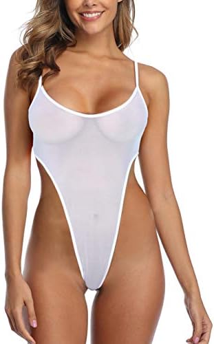 SHERRYLO Sheer One Piece Swimsuit See Through G String Monokini Bikini Sheer When Wet Swimsuits Mesh Bathing Suit