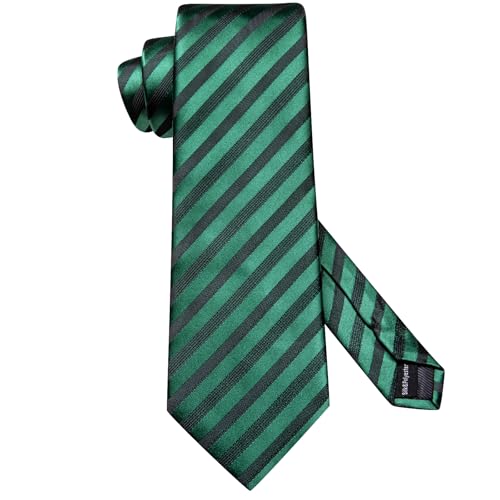 Image of Hi-Tie Men Silk Ties Set with Flower Lapel Pin Necktie Pocket Square Cufflinks for Tuxedo Wedding Business