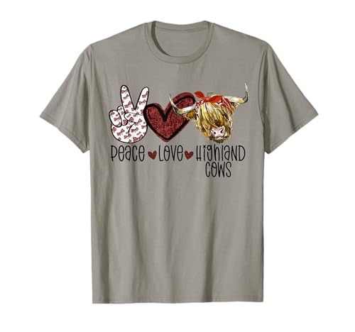 Photo de Les éleveurs de Vaches de boucherie des Highlands Peace Love Highland Cows T-Shirt