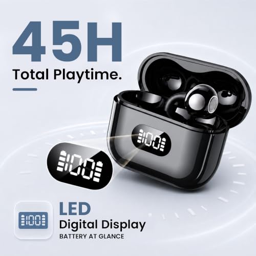 Image of WeCool Moonwalk M1 Open Ear Earbuds, Clip-On Bluetooth 6.0 Wireless Earphones, OWS Earbuds with ENC, 45H Playtime, Charging Case with LED Digital Display, Lightweight Fit for Sports & Daily Use