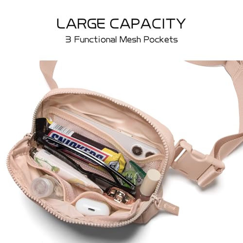 Image of Belt Bag for Women Two-Way Zipper Cross Body Fanny Pack Fashion Waist Packs Everywhere Belt Bag with Adjustable Strap Gifts for Teen Girls Women Men (Coral Pink)