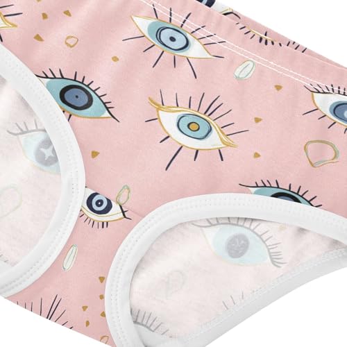 Wusikd Boho Evil Eyes Girls' Underwear Cotton Pink Girls Briefs Soft Toddler Underwear 2T4