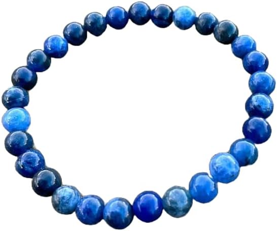 WORLD WIDE GEMSWWG Indigo Dumortierite 6mm rondelle smooth 7inch Natural Gemstones Beaded Bracelets for Men Women Healing Crystal Stretch Beaded Bracelet Unisex