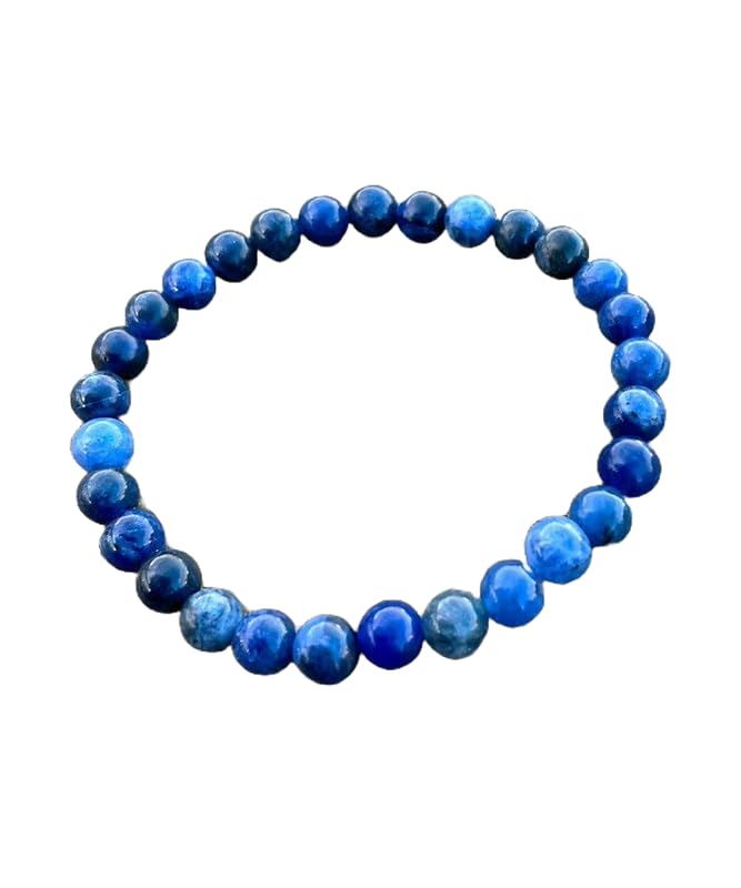 WORLD WIDE GEMSWWG Indigo Dumortierite 6mm rondelle smooth 7inch Natural Gemstones Beaded Bracelets for Men Women Healing Crystal Stretch Beaded Bracelet Unisex