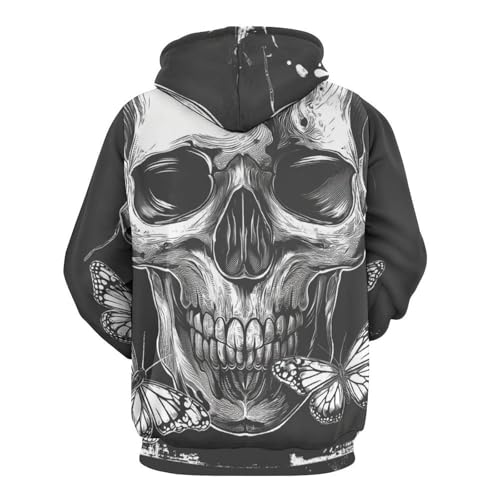 Sweat à capuche papillon squelette en taille S contre le froid