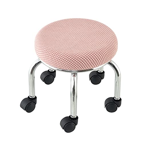 Tabouret de pédicure rouge avec siège de massage rose coussin PU bleu housse en tissu lin 33 x 30 cm