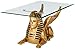 Design Toscano Egyptian Sphinx Glass Topped Sculptural Table in Faux Gold and Egyptian Palette