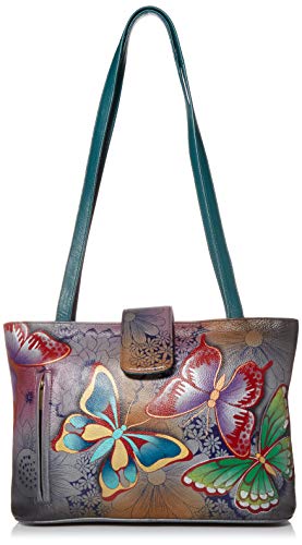 Bolso tote mediano de cuero genuino pintado a mano para mujer miniatura 1