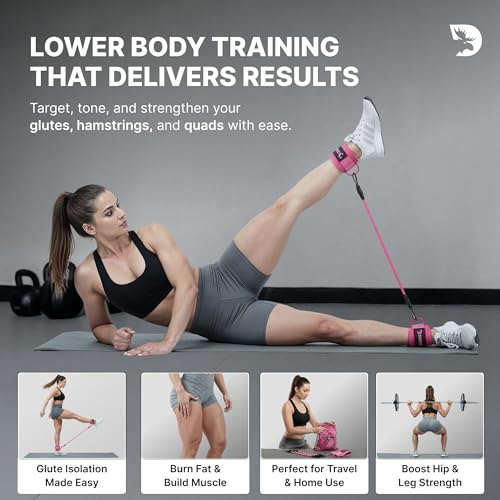 Image of DMoose Ankle Strap for Cable Machine - One Size Fit with Premium Padding, Workout Kickback Ankle Cuffs, Ankle Bands for Working Out, Booty Workouts, Leg Extension, Hip Abductors & Lower Body Exercises