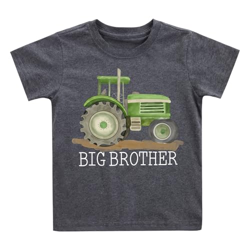 Big Brother Shirt for Toddler Boy Big Bro Announcement T-Shirt Tractor Graphic Tee Tops Big Bro Shirt 2T