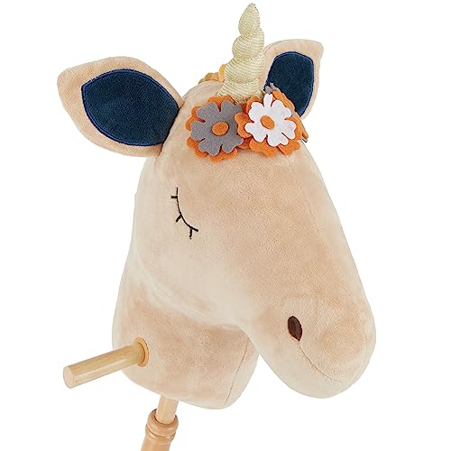 Bieco Steckenpferd Kinder Einhorn Magic | Hobby Horse | Rollen | Holz Stab | Stock Pferde Schöne für Stockpferd Kleinkind Zubehör