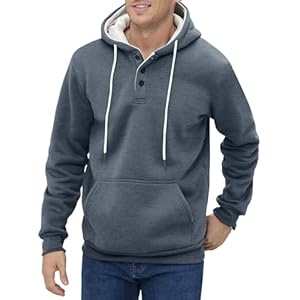 CTU Mens Hoodies Fleece Sweatshirt Plain Hoody Pullover Hooded Button Shirt with Kangaroo Pocket