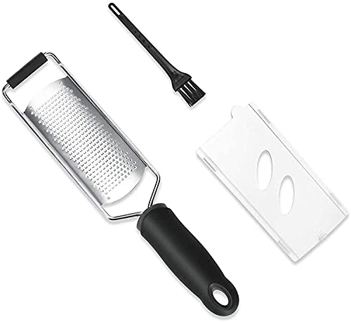 Musment Citrus Lemon Zester & Cheese Grater - Parmesan Cheese, Lemon, Ginger, Garlic, Nutmeg, Vegetables, Fruits - Razor-Sharp Stainless Steel Blade Protective Cover, Dishwasher Safe (Wide Black),L #TOP6