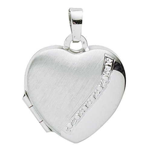 Basic Silber 26.0113 Damen Anhänger Herz Medaillon Sterling-Silber 925 weiß Zirkonia Cover