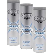 Cuba Winner Eau de Toilette Spray for Men, Multi color, 3.3 Ounce, 100 Ml Pack of 3