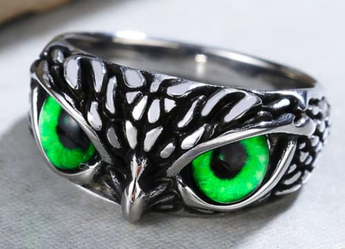 AZYOUNG Unisex 316L Stainless Steel Relief Surface Blue Green Purple Pink Devil’s Eyes Ring,US Size 6-102