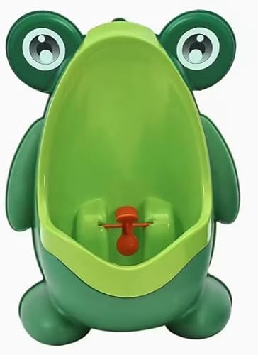 Cute Frog Potty Training Urinal for Boys, Fun Aiming Target, Wall-Mount with Suction Cup, Green