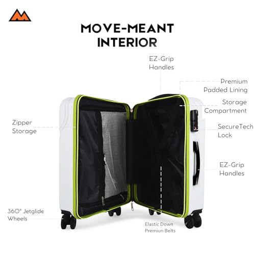 Image of Move-Meant VOYAGEWARE Small Cabin & Medium Check-in Suitcase | 55 Cm & 66 Cm | 360 Degree 8 Wheels Number Lock Polycarbonate Off White Trolley Bag | Luggage for Travel - Pack of 2