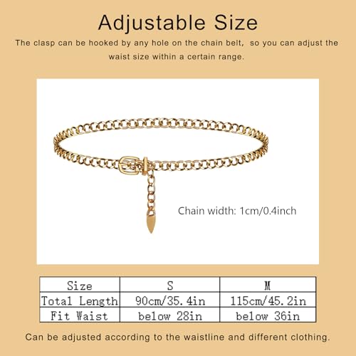 Metal Chain Belt, Ladies Waist Chains for Women - Adjustable, Gold, Silver2