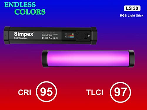 Image of Simpex LS 30 Mini RGB Led Light Stick with Built in Battery with Magnet Plates, Table Top Tripod for Professional Shoots