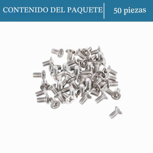Miniatura 4 de Quarkzman M3 X 6mm Tornillos Avellanados 50 Piezas, Tornillo De Cabeza Plana De Acero Inoxidable 304 Para Construcción De Hogar, Herramientas Y Máquinas, Plateado