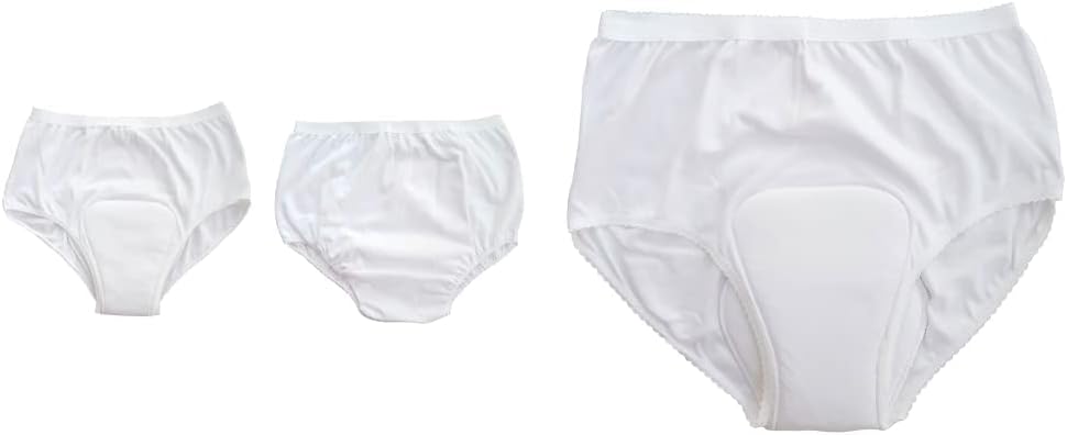 P&S Washable Absorbent Ladies Briefs / Knickers - Adult Incontinence Underwear - 10 Pack (10 Count) - Medium - White - Solid - Reusable