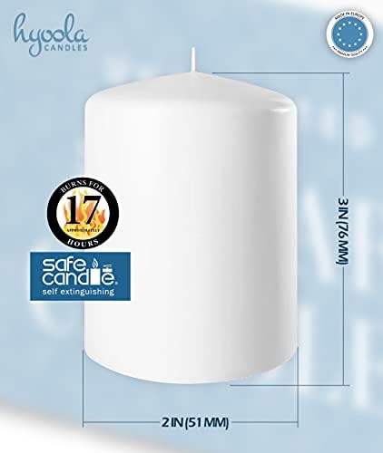 HYOOLA White Pillar Candles 50/75 mm (2 x 3 Inch) - 24 Pack Unscented Pillar Candle Set - European Made
