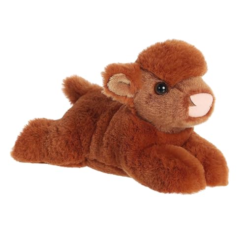 Aurora® Adorable Mini Flopsie™ Highland Cow Calf Stuffed Animal - Playful Ease - Timeless Companions - Brown 8 Inches