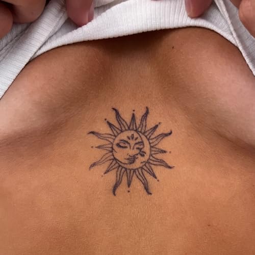Tatuaggio abbraccio sole e luna | Tatuaggio Temporaneo con Certificazione Cosmetica UE - L'Originale | Resistente all'Acqua + Vegano | Tatuaggio Rivoluzionario di 2 Settimane | Inkster Tattoo