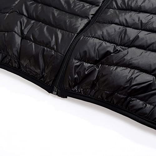 Xbgqasu Men's Thermal Quilted Down Puffer Jacket Lightweight Water-Resistant Packable Hooded Full Zipper Outwears Coats Black #TOP4