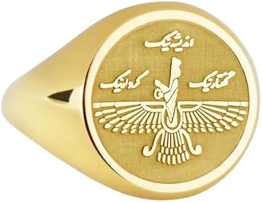 faravahar signet ring| persian farvahar farohar jewelry| zoroastrianism spiritual symbol ring| 925 sterling silver Ring Size US 5-12.5 gold plated |WW_PDR_00224