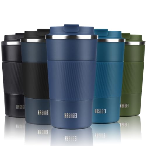 Image of HASAGEI Travel Mug, Insulated Coffee Cup with Leakproof Lid - Vacuum Insulation Stainless Steel for Hot and Cold Water Coffee and Tea 510ml/380ml