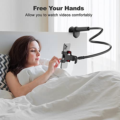 Image of VIVI MAO Gooseneck Cell Phone Holder, Universal 360 Flexible Phone Stand Lazy Bracket Mount Long Arms Clamp for Phone 13 Pro Xs Max XR X 8 7 6 6s Plus and Other 3.5~6.7'' Device (Black)a€¦