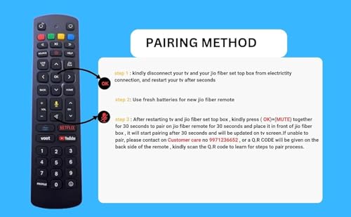 Image of Voice Control Replacement Remote Compatible for Jio Fiber Set Top Box Remote with Voot, Netflix, YouTube, Hotkeys (Please Match Old Before Order)