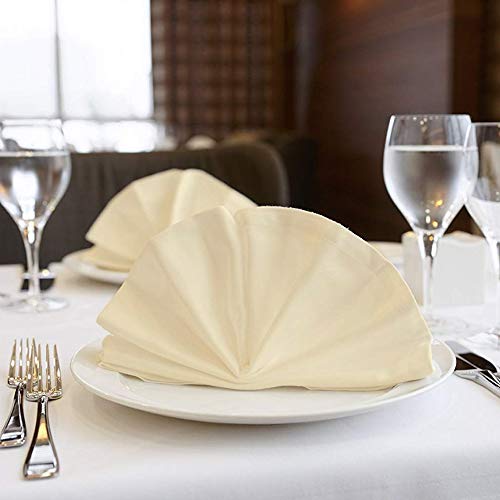 American Pillowcase Hemstitch Dinner Napkins Set Of 12 - Ivory - One Dozen - 100% Egyptian Cotton - Elegant Cloth - Super Value Bulk 12 Pack #TOP4