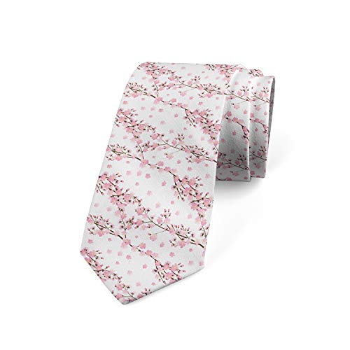 Ambesonne Multicolor Modern Men's Tie, Pink White