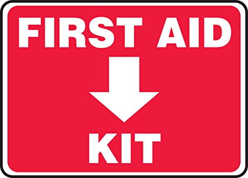 Panneau de signalisation First Aid Kit adhésif Accuform MFSD958XV vinyle rouge et blanc