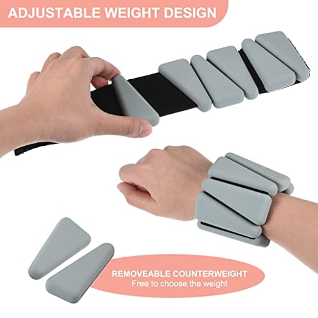 PATIKIL Ankle Weights for Women, 2Lbs Total (1Lb Each) Adjustable Wrist Weights with Removable Weights Arm Weights for Women & Men Yoga Training Walking Jogging Aerobics