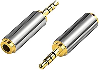 Wodgreat 2.5mm Male to 3.5mm Female Headphone Adapter, 3 Ring Gold Plated Headphone Earpiece Jack Stereo Adapter Full Metal Connector Converter for Smartphones, Headphone, Mic, Tablets