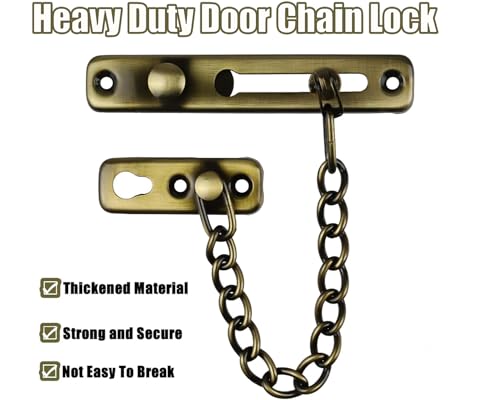 Litensh Door Chain Lock, Türkettenschloss, Edelstahl Türkettenschloss, Türkette Sicherheitsschloss, Kette Türschutz Schloss Riegel Schiebeschloss für Hotel Familie Innentüren (1, Bronzegrün)